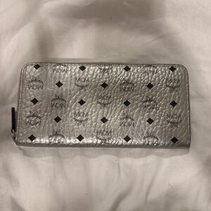 MCM metallic silver wallet